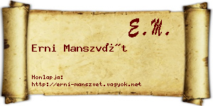 Erni Manszvét névjegykártya